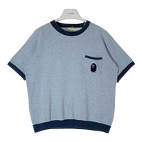 A BATHING APE アベイシングエイプ 初期タグ サルワッペン リンガー 半袖スウェットトレーナー ブルー sizeM 瑞穂店