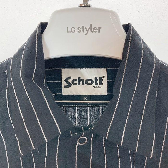 Schott ショット 3125084 ストライプ ワークシャツ ブラック sizeM 瑞穂店