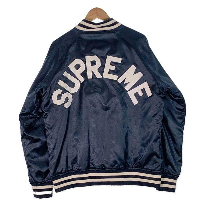 SUPREME シュプリーム 13SS Champion チャンピオン Satin Jacket サテンジャケット スタジャン アーチロゴ ネイビー Size L 福生店