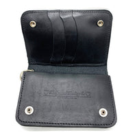 HTC エイチティーシー フラワースタッズ ミディアムウォレット レザー 財布 ブラック 福生店