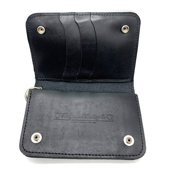 HTC エイチティーシー フラワースタッズ ミディアムウォレット レザー 財布 ブラック 福生店