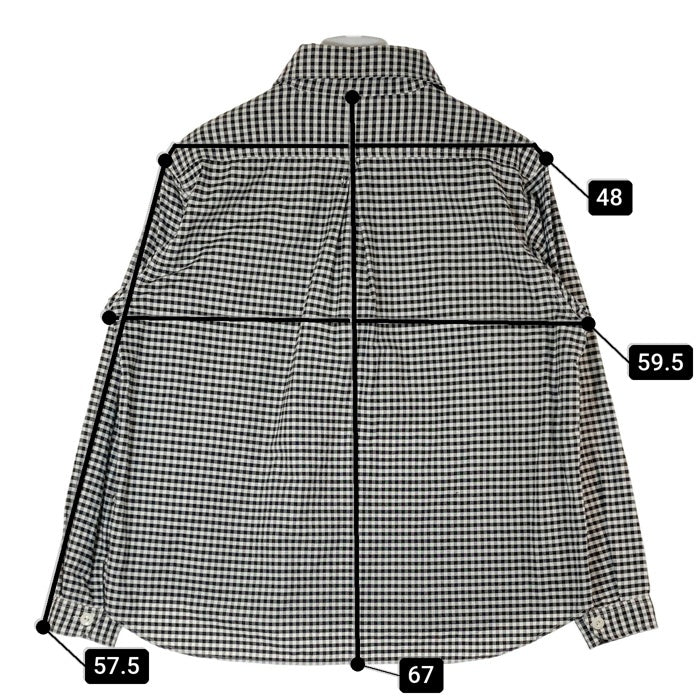 DANTON ダントン JD-3568 丸えりチェックシャツ ホワイトxブラック size40 瑞穂店