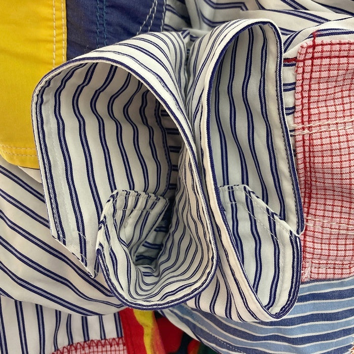 JUNYA WATANABE COMME des GARCONS ジュンヤワタナベ コムデギャルソン WG-B020 21SS 多素材パッチワーク ストライプ柄 長袖シャツ ホワイト ブルー sizeXS 瑞穂店