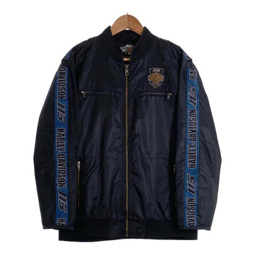Harley-Davidson ハーレーダビッドソン 115周年記念 ナイロン レーシングジャケット サイドライン ブラック Size L 福生店