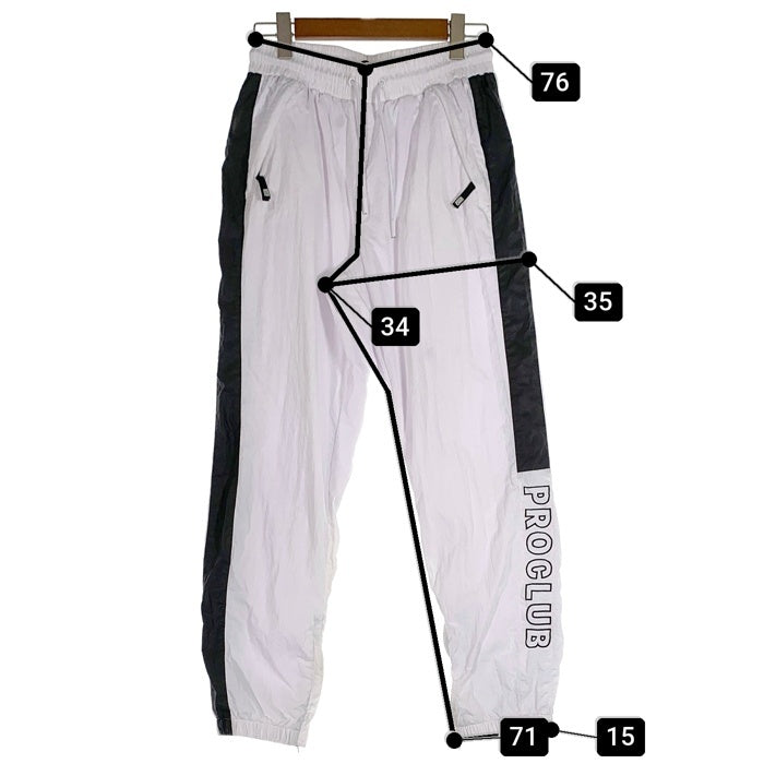 PRO CLUB プロクラブ FULL COURT WIND BREAKER PANTS ジップアップ ナイロン パンツ ホワイト Size M 福生店