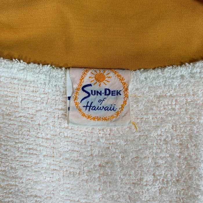 60-70's SUN-DEK of Hawaii コットン ビーチシャツ 半袖 開襟 内パイル地 オレンジ USA製 Size L 福生店