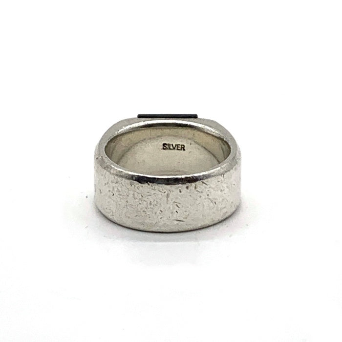 ブランド不明 ピラミッドストーン シルバーリング SILVER 黒石 Size 19号 福生店