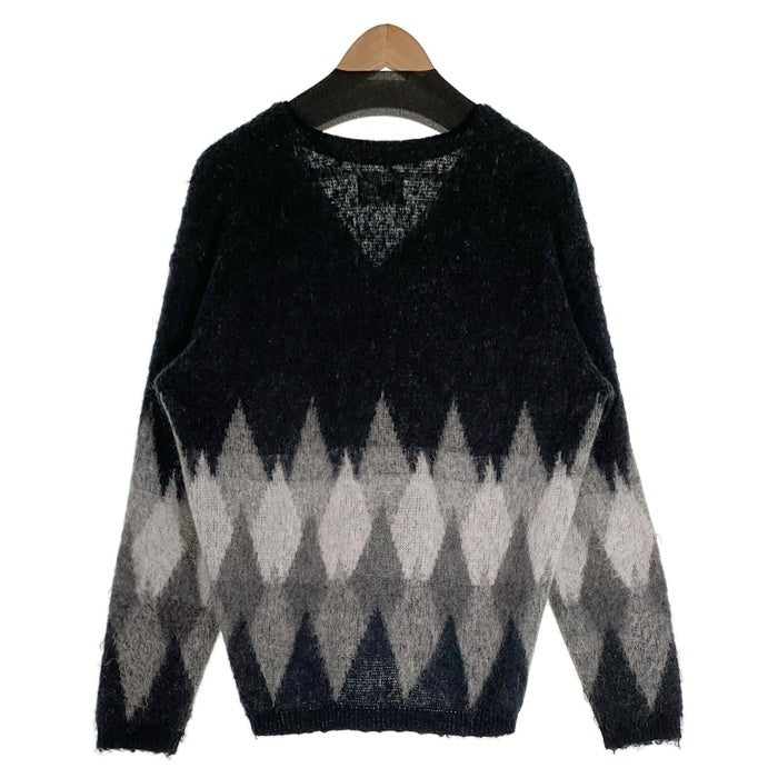 MASSES マシス アーガイル ウールニットカーディガン アクリル ナイロン ブラック グレー Size M 福生店