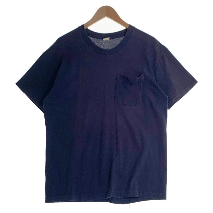 80's FRUIT OF THE LOOM フルーツオブザルーム 半袖 ポケット Tシャツ ネイビー USA製 Size XL 福生店