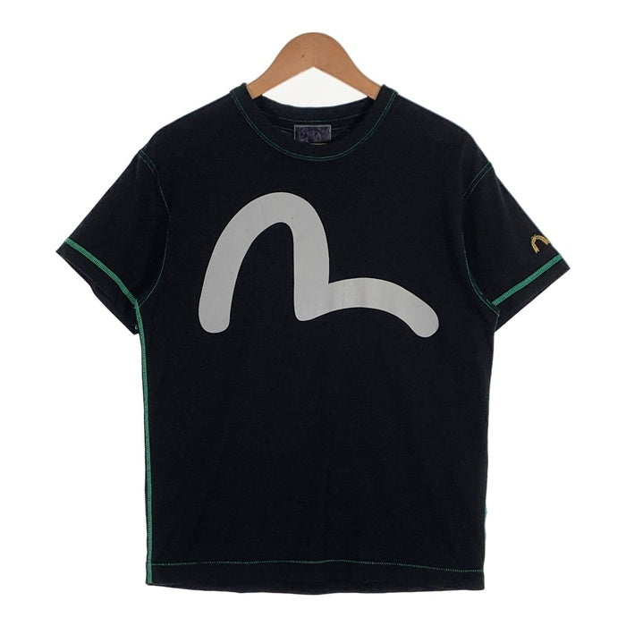 EVISU エヴィス カモメプリント Tシャツ ブラック ステッチグリーン Size 38 福生店