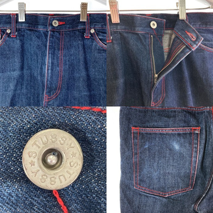 STUSSY ステューシー バックロゴ ショーンフォント デニム ショートパンツ インディゴ size34 瑞穂店