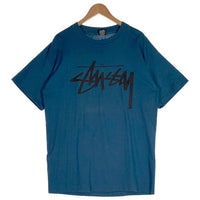 80's STUSSY ステューシー ロゴ サーフマン 半袖 Tシャツ ブルー USA製 Size XL 福生店