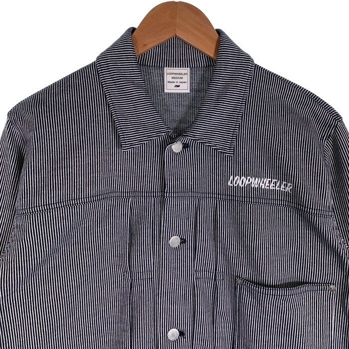 LOOPWHEELER ループウィラー 受注会限定 ヒッコリー 吊り天笠 1stタイプ トラッカージャケット ヒッコリー ストライプ Size M 福生店