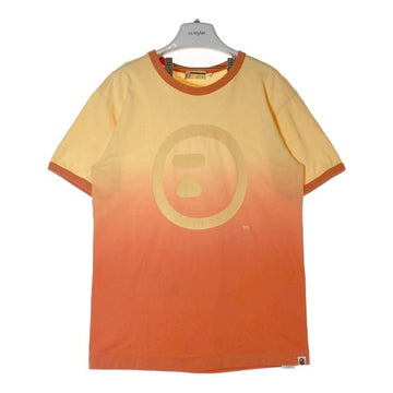 A BATHING APE アベイシングエイプ 90's MADEWITHGENERAL グラデーション リンガー 前面プリント Tシャツ イエローxオレンジ sizeL 瑞穂店