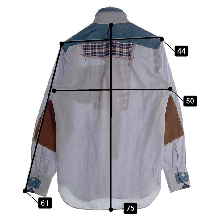 JUNYA WATANABE ジュンヤワタナベ COMME des GARCONS MAN コムデギャルソン マン パッチワーク 長袖 シャツ ライトブルー Size S 福生店