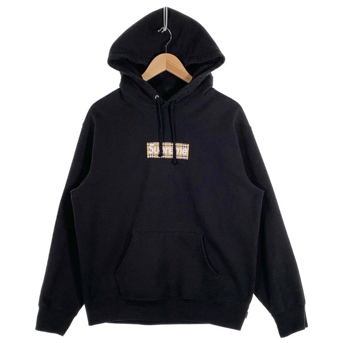 SUPREME シュプリーム BURBERRY バーバリー 22SS Box Logo Hooded Sweatshirt ボックスロゴ プルオーバー フーディー パーカー ブラック カナダ製 Size S 福生店