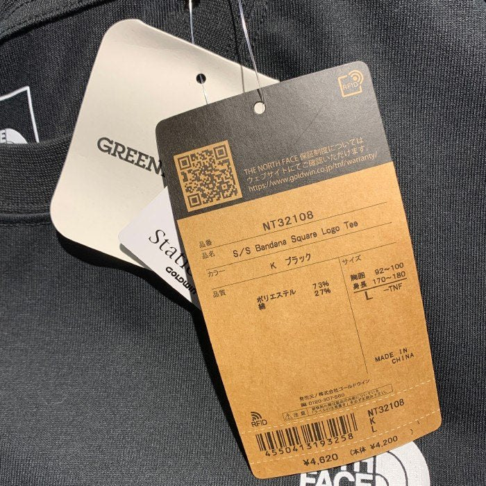 THE NORTH FACE ノースフェイス Bandana Square Logo Tee バンダナスクエアロゴ Tシャツ ブラック NT32108 Size L 福生店