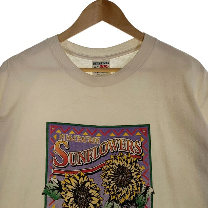 90's PJ McCRACKEN SUNFLOWERS プリントTシャツ ホワイト Size XL 福生店