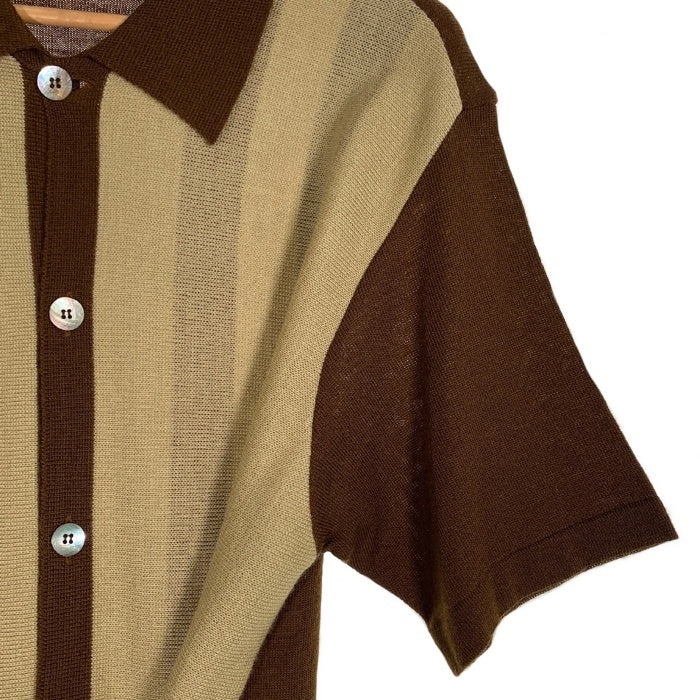 70'sDa Vinci ダヴィンチ アクリルニット 半袖シャツ ブラウン Size S 福生店