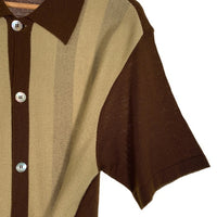 70'sDa Vinci ダヴィンチ アクリルニット 半袖シャツ ブラウン Size S 福生店
