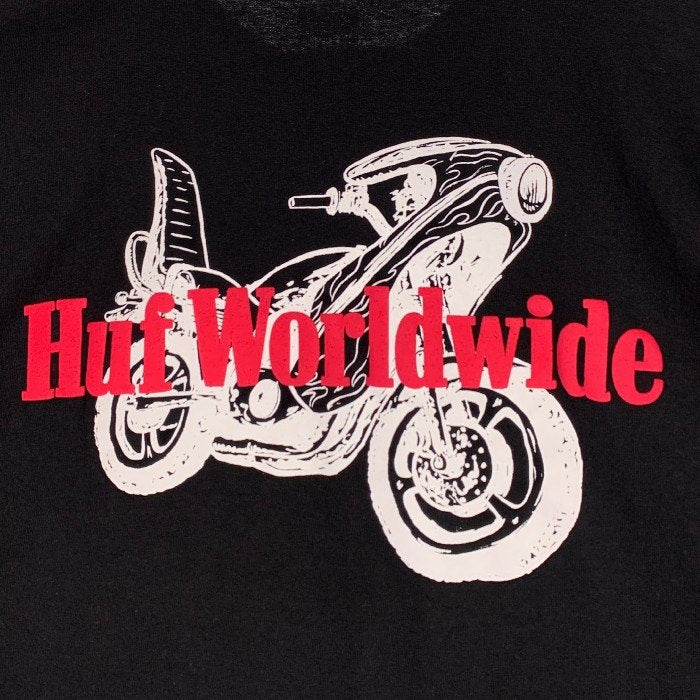 HUF ハフ フロッキープリント Tシャツ ブラック Size L 福生店