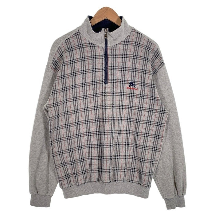 Burberrys バーバリー ハーフジップ プルオーバートップ グレー ノバチェック コットン イングランド製 Size L 福生店