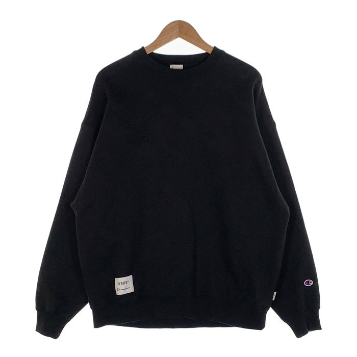 WTAPS ダブルタップス 23AW Champion チャンピオン Academy Crewneck アカデミークルーネックスウェットトレーナー ブラック C8-Z018 Size L 福生店