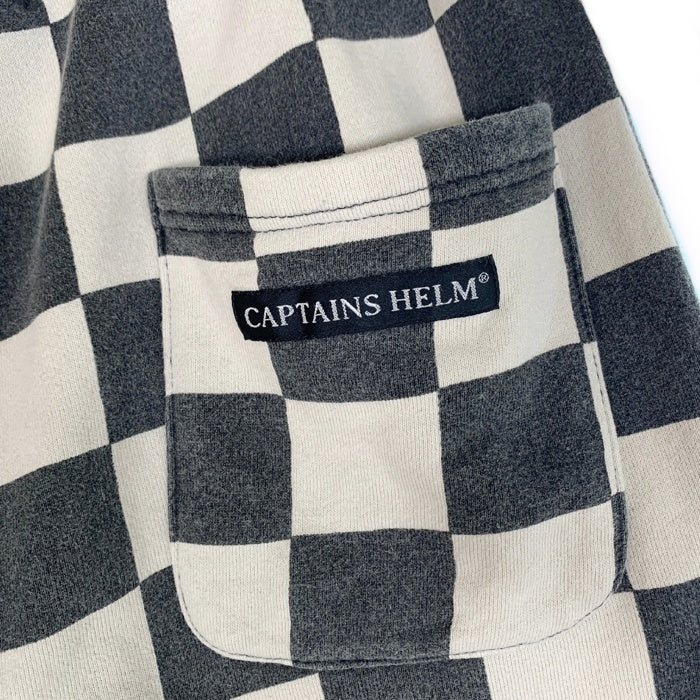 CAPTAINS HELM キャプテンズヘルム 24SS CHECKER SHORT チェッカーフラッグ スウェットショートパンツ ウォッシュ加工 ブラック ホワイト Size L 福生店