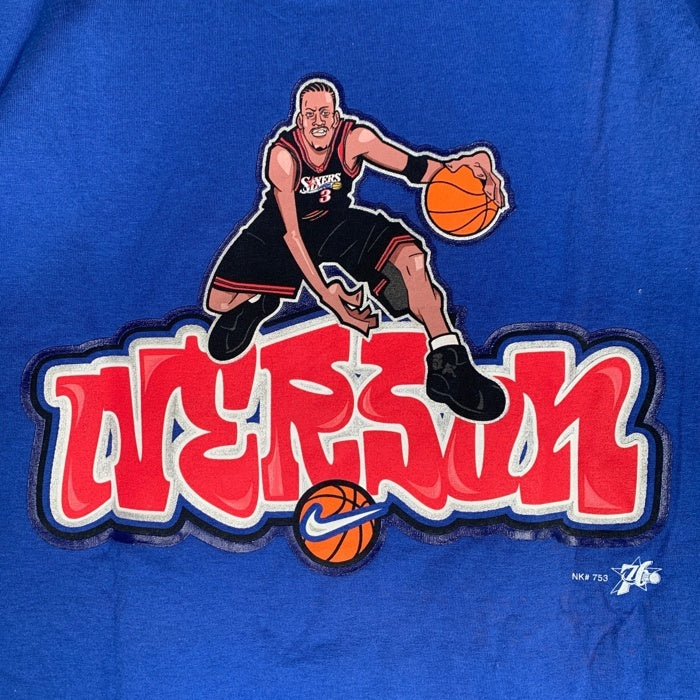 00's NIKE ナイキ Allen Iverson アレン・アイバーソン NBA 半袖 Tシャツ ブルー メキシコ製 Size L 福生店