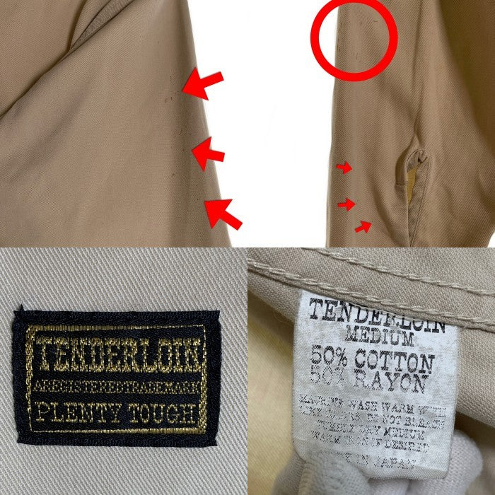 TENDERLOIN テンダーロイン コットン レーヨン ワークシャツ ベージュ ロゴチェーン刺繡 Size M 福生店