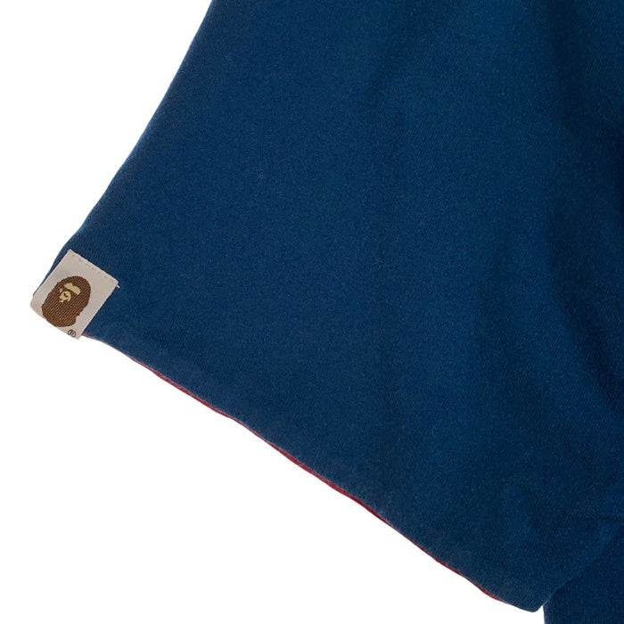 A BATHING APE アベイシングエイプ リバーシブル プリントTシャツ ネイビー レッド 001CSA301008X Size 2XL 福生店