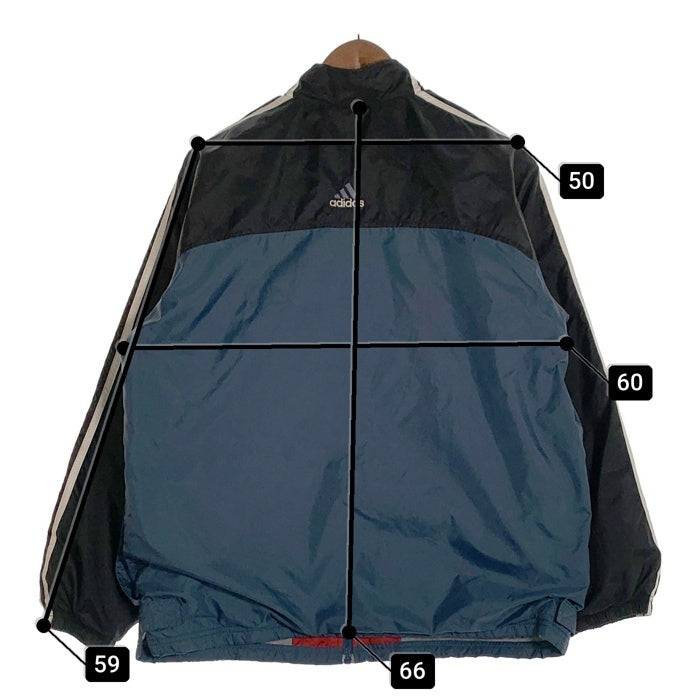 00’s adidas アディダス ジップアップ ナイロンジャケット ブラック ネイビー Size XL (YOUTH) 福生店