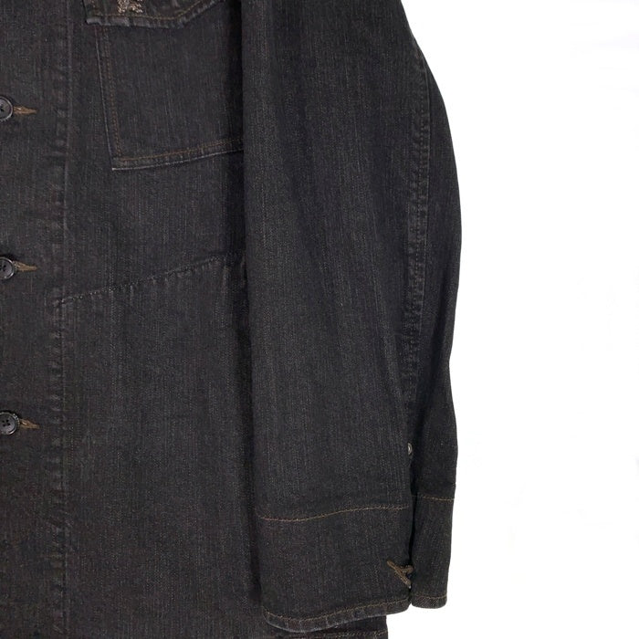 BURBERRY LONDON バーバリーロンドン ブラックデニムジャケット ミドル丈 ノバチェック BBP39-705-08 Size LL 福生店