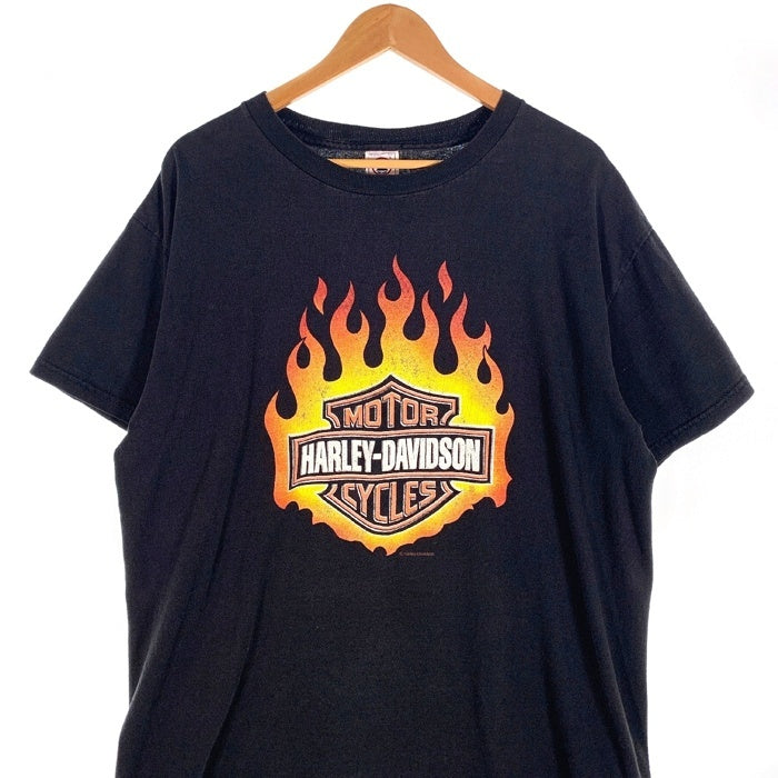 00's Harley-Davidson ハーレーダビッドソン バー&シールド フレイム プリント Tシャツ ブラック DELTA Size L 福生店