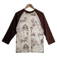 CORE FIGHTER コアファイター ラグランスリーブ 七分袖カットソー マルチプリント ホワイト ブラウン Size M 福生店