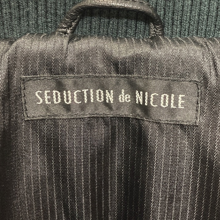 SEDUCTION de NICOLE  オールレザーダウンジャケット　ブラック  48 ※色ヤケあり 瑞穂店