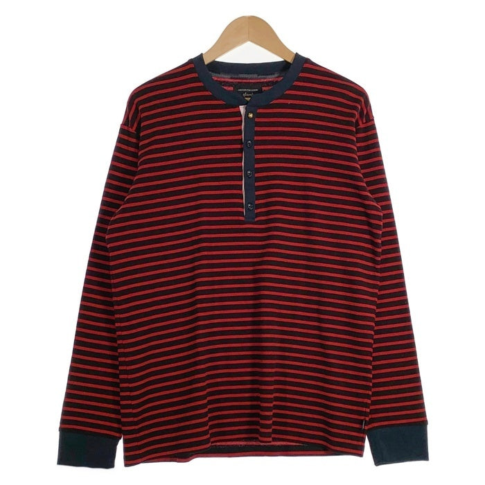 glamb グラム コットン ヘンリーネック ボーダーカットソー ロングスリーブ ブラック レッド GB0319/CS05 Size 3 福生店