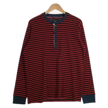 glamb グラム コットン ヘンリーネック ボーダーカットソー ロングスリーブ ブラック レッド GB0319/CS05 Size 3 福生店