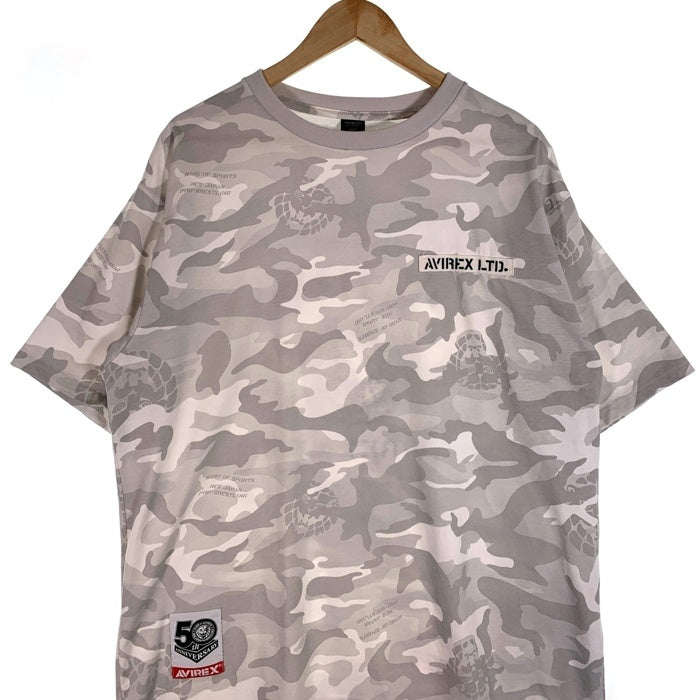 AVIREX アヴィレックス 新日本プロレス50周年記念 CAMO カモフラージュ プリントTシャツ ホワイト 6123480 Size 2XL 福生店