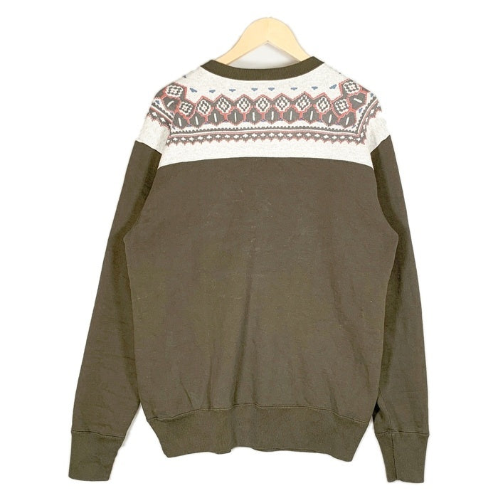 DELUXE WEAR デラックスウエア 雪柄 ハーフジップ スウェットトレーナー オリーブ Size XL 福生店