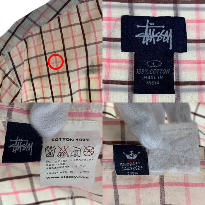 STUSSY ステューシー チェック柄 半袖 ボタンダウンシャツ ロゴ刺繡