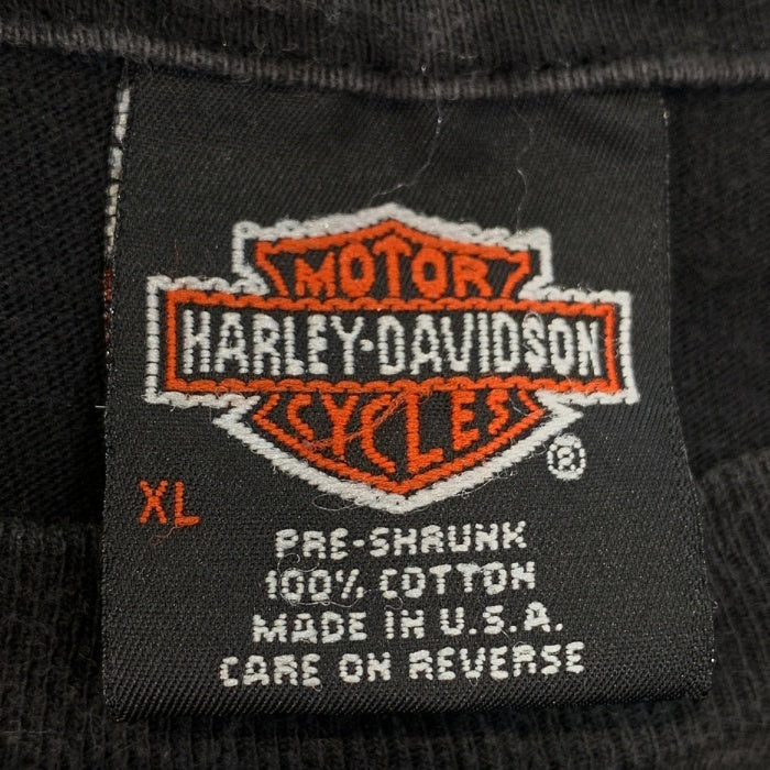 90's HARLEY-DAVIDSON ハーレーダビッドソン イーグル エンブレム バイク プリントTシャツ ブラック USA製 Size XL 福生店