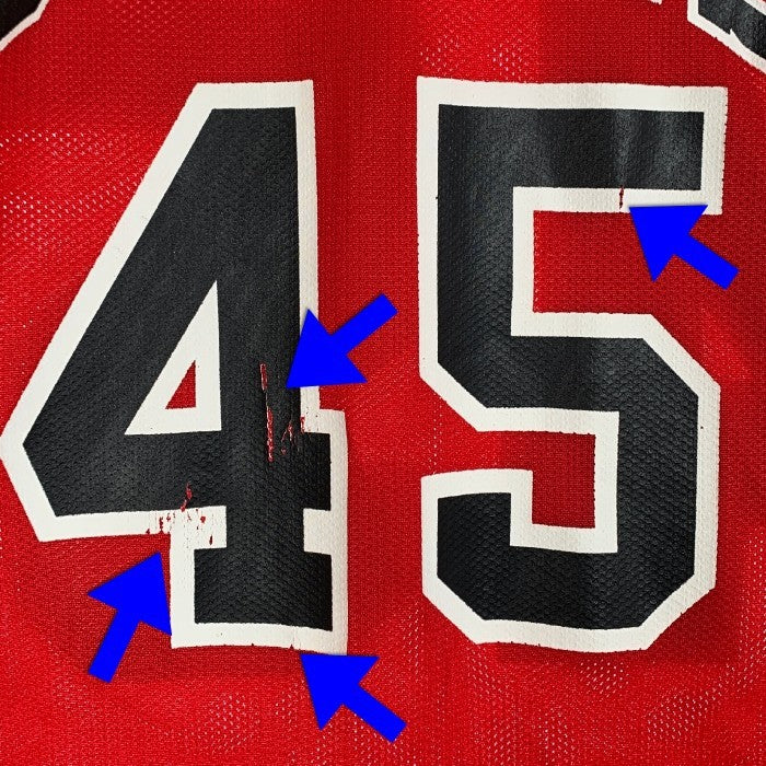 Champion チャンピオン MICHAEL JORDAN マイケルジョーダン 45 シカゴブルズ ゲームシャツ ユニフォーム レッド USA製 Size 36 (S相当) 福生店