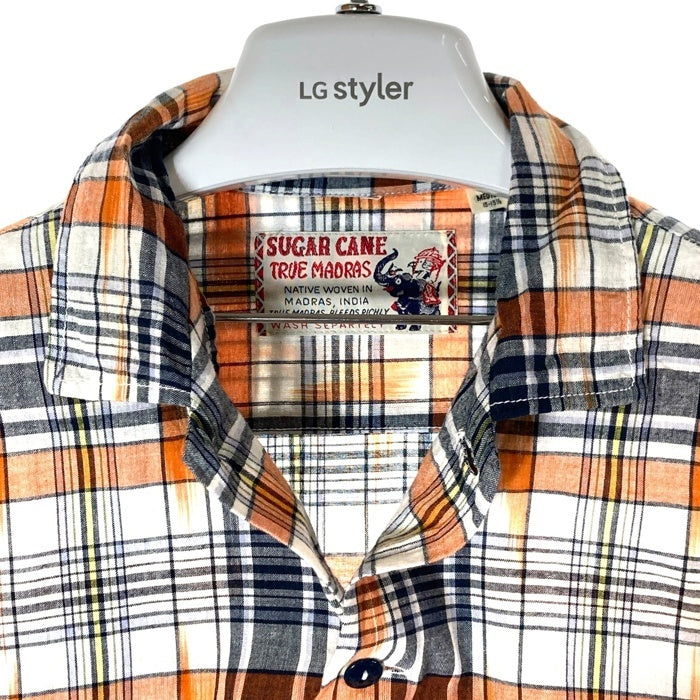 SUGAR CANE シュガーケーン マドラスチェック 長袖チェックシャツ SC29072 ネイビーxオレンジ sizeM 瑞穂店