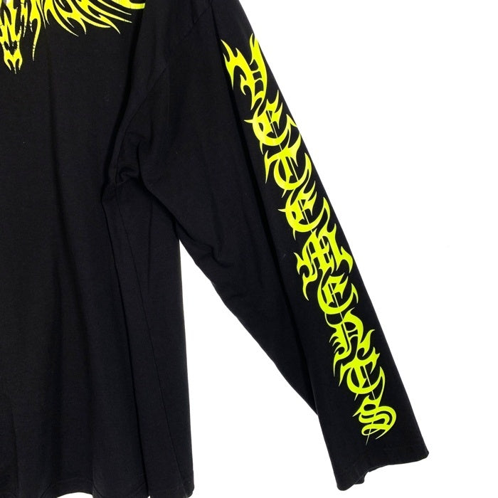 VETEMENTS ヴェトモン 21AW オーバーサイズ ゴシックプリント ロングスリーブTシャツ ヘビーウェイト ブラック UA52TR590X Size M 福生店