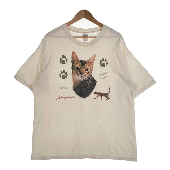 00's~ Abyssian 猫 プリントTシャツ ホワイト ギルダン2枚タグ Size XL 福生店