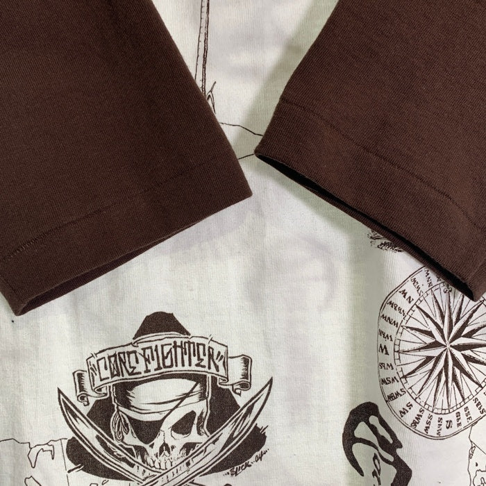 CORE FIGHTER コアファイター ラグランスリーブ 七分袖カットソー マルチプリント ホワイト ブラウン Size M 福生店