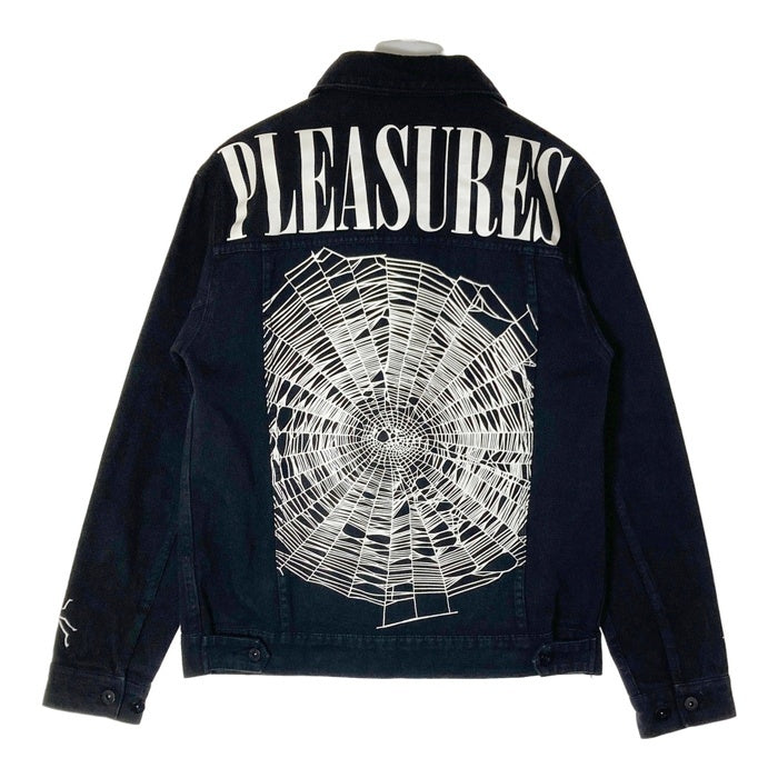 PLEASURES プレジャーズ WEB DENIM JACKET ウェブデニムジャケット 刺繡 プリント ブラック Size S 瑞穂店
