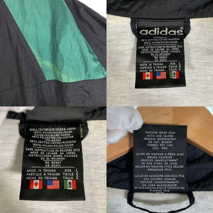 80-90’s adidas アディダス ナイロン トラックジャケット ブラック グリーン Size L 福生店