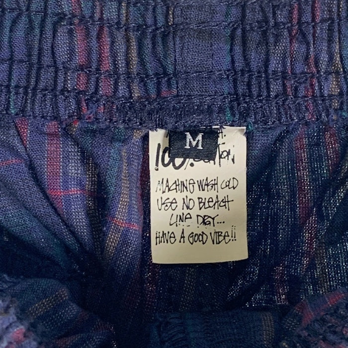 80-90's STUSSY ステューシー チェック柄 ビーチパンツ テーパード ネイビー USA製 黒タグ Size M 福生店